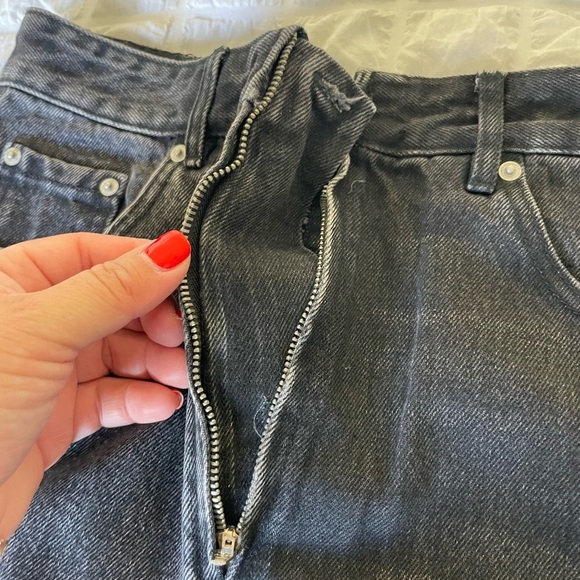 Zara  denim colorblock fray hem midi skirt - Picture 10 of 14